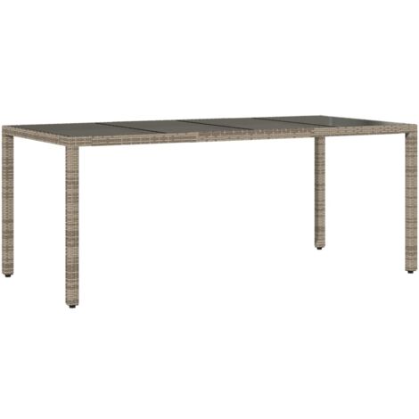 Table de jardin dessus en verre Gris 190x90x75 Résine tressée (1/5)