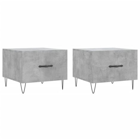 Tables basses 2 pcs gris béton 50x50x40 bois d'ingénierie (1/5)