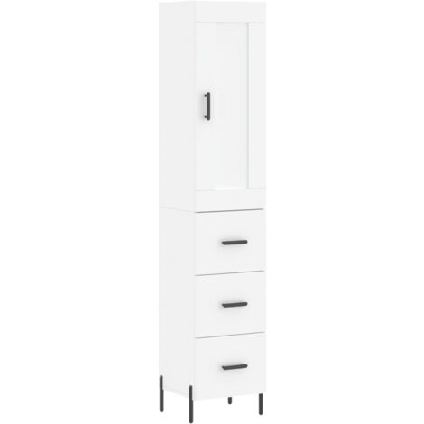Buffet haut Blanc 34,5x34x180 Bois d'ingénierie (1/5)