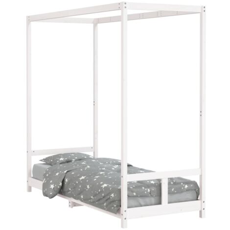 Cadre de lit pour enfants blanc 80x200 bois de pin massif (1/5)