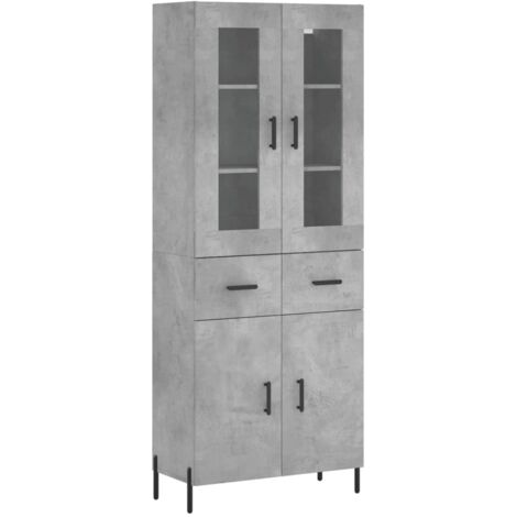 Buffet haut Gris béton 69,5x34x180 Bois d'ingénierie (1/5)