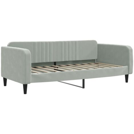 Lit de repos gris clair 90x190 velours (1/5)