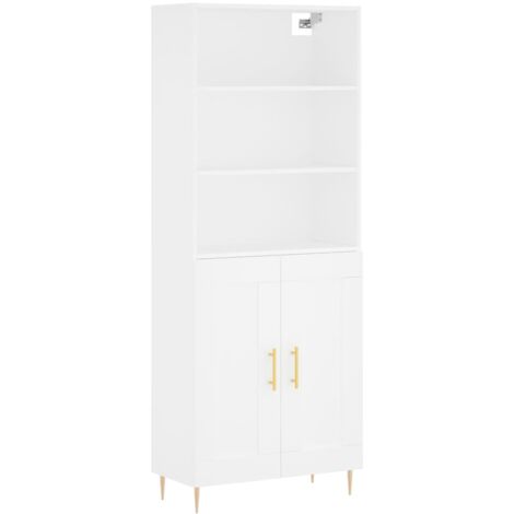 Buffet haut Blanc 69,5x34x180 Bois d'ingénierie (1/5)