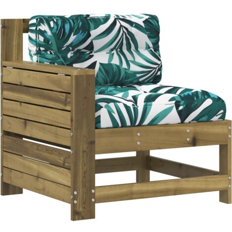 Canapé de jardin accoudoir avec coussin bois de pin imprégné (1/5)