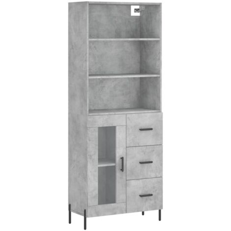 Buffet haut Gris béton 69,5x34x180 Bois d'ingénierie (1/5)
