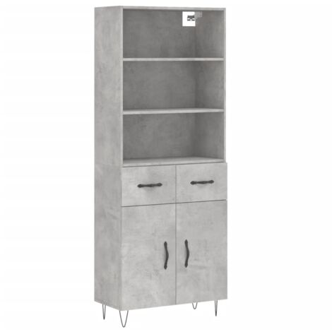Buffet haut Gris béton 69,5x34x180 Bois d'ingénierie (1/5)