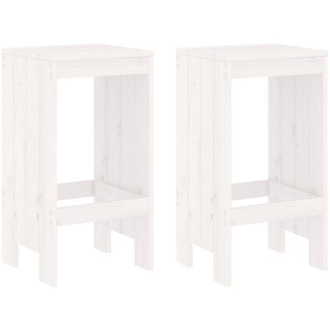 Tabourets de bar 2 pcs blanc 40x36x75 bois massif de pin (1/5)