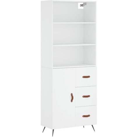 Buffet haut Blanc 69,5x34x180 Bois d'ingénierie (1/5)