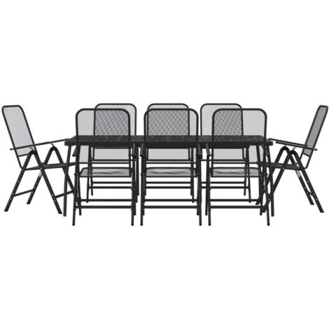 Ensemble à manger de jardin 9 pcs anthracite métal maille (1/5)