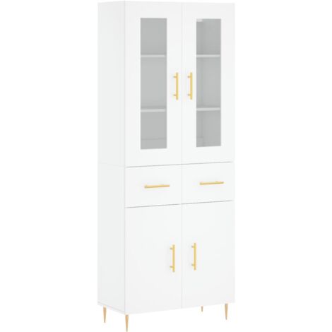 Buffet haut Blanc 69,5x34x180 Bois d'ingénierie (1/5)