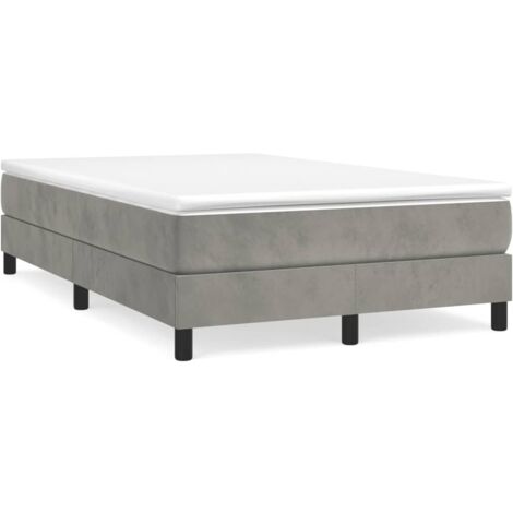 Sommier à lattes de lit et matelas gris clair 120x190 velours (1/5)
