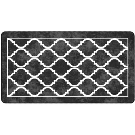 Tapis lavable noir et blanc 80x150 antidérapant (1/5)