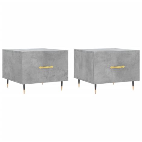 Tables basses 2 pcs gris béton 50x50x40 bois d'ingénierie (1/5)