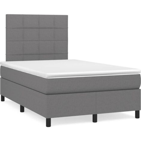 Sommier à lattes de lit matelas LED gris foncé 120x190 tissu (1/5)