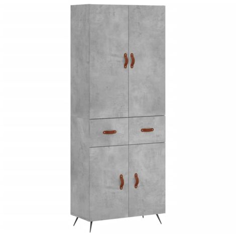 Buffet haut Gris béton 69,5x34x180 Bois d'ingénierie (1/5)