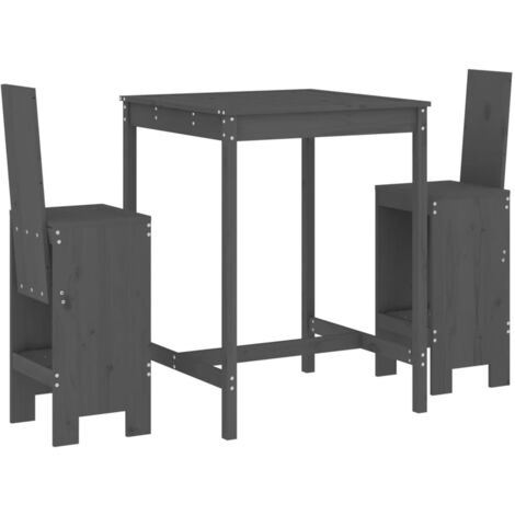 Ensemble de bar de jardin 3 pcs gris bois de pin massif (1/5)