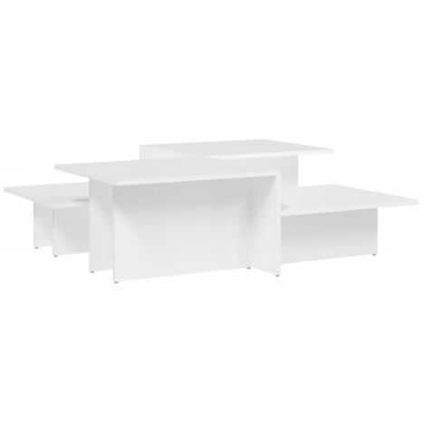 Tables basses 2 pcs blanc bois d'ingénierie (1/5)
