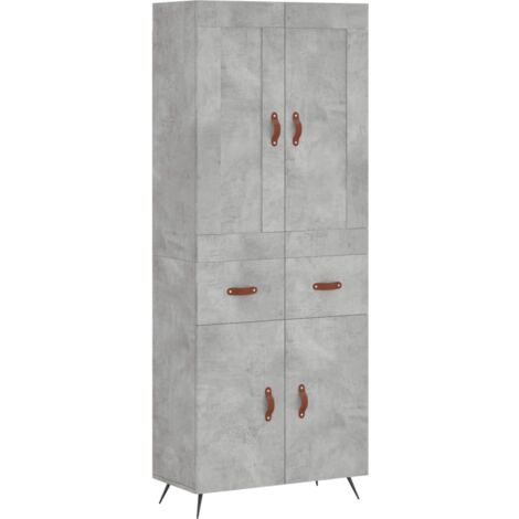 Buffet haut Gris béton 69,5x34x180 Bois d'ingénierie (1/5)