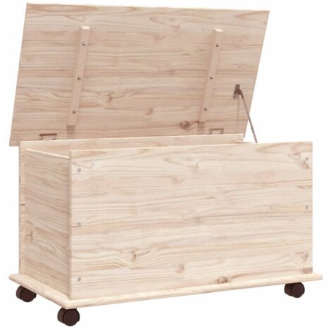Coffre de rangement à roulettes ALTA 73x39,5x44 bois de pin (1/5)