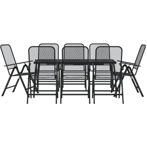 Ensemble à manger de jardin 9 pcs anthracite métal maille (1/5)