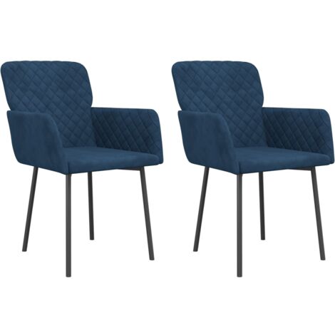 Chaises à manger lot de 2 Bleu Velours (1/5)