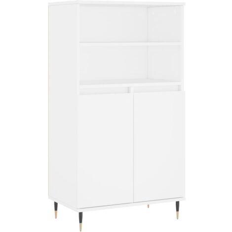 Buffet haut Blanc 60x36x110 Bois d'ingénierie (1/5)