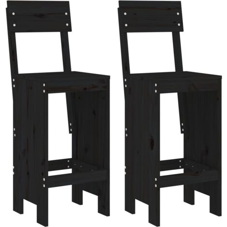 Tabourets de bar 2 pcs noir 40x48,5x115,5 bois massif de pin (1/5)