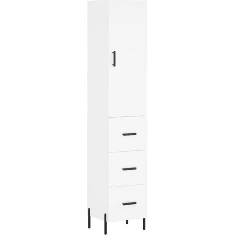 Buffet haut Blanc 34,5x34x180 Bois d'ingénierie (1/5)