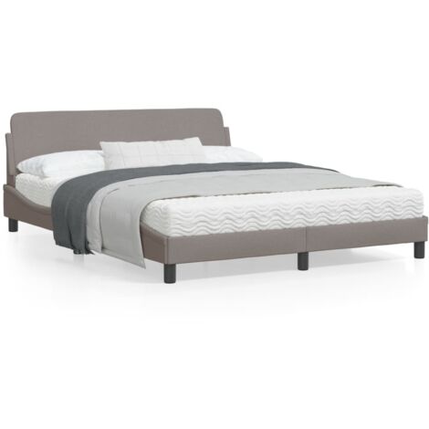 Cadre de lit avec tête de lit Taupe 160x200 Tissu (1/5)