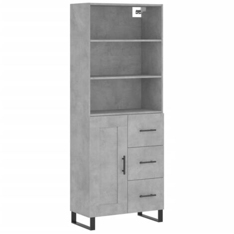 Buffet haut Gris béton 69,5x34x180 Bois d'ingénierie (1/5)