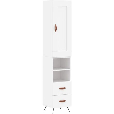 Buffet haut Blanc 34,5x34x180 Bois d'ingénierie (1/5)