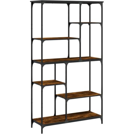 Bibliothèque chêne fumé 99x35,5x176 bois ingénierie acier (1/5)