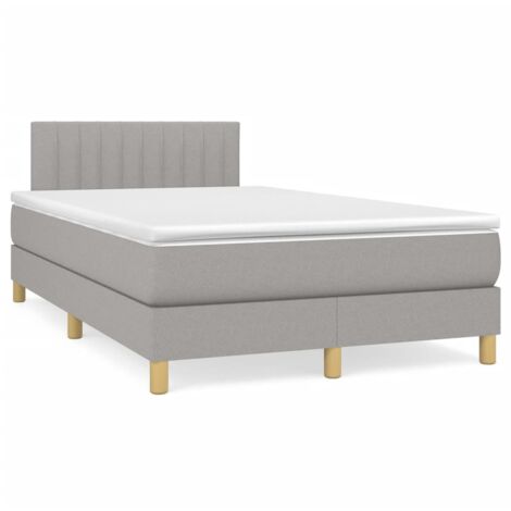 Sommier à lattes de lit matelas LED gris clair 120x190 tissu (1/5)