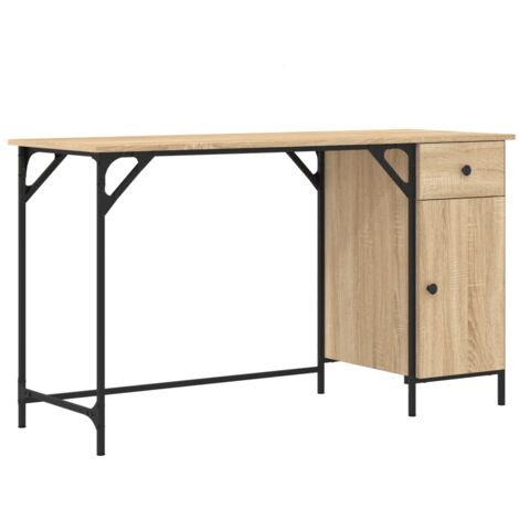 Bureau d'ordinateur chêne sonoma 131x48x75 bois d’ingénierie (1/5)