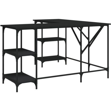 Bureau noir 139x139x75 bois d'ingénierie (1/5)