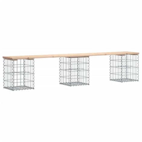 Banc de jardin design de gabion 203x31x42 bois massif de pin (1/5)