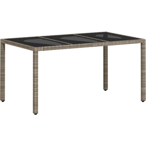 Table de jardin dessus en verre gris clair résine tressée (1/5)