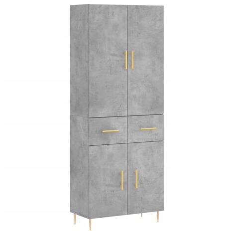 Buffet haut Gris béton 69,5x34x180 Bois d'ingénierie (1/5)