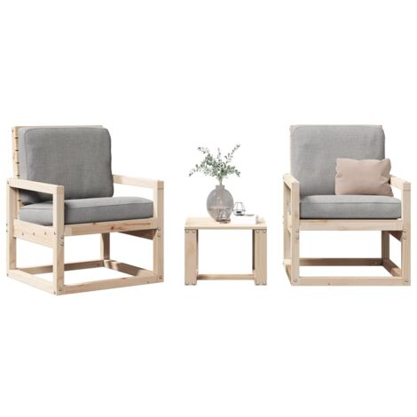 Salon de jardin 3 pcs bois massif de pin (1/5)