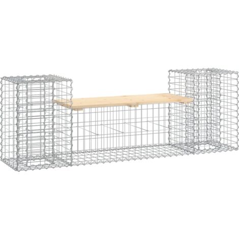 Banc de jardin design gabion 183x41x60,5 bois massif de pin (1/5)