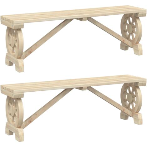 Bancs de jardin 2 pcs bois de sapin massif (1/5)