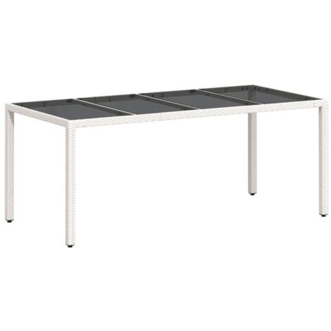 Table de jardin avec dessus en verre blanc résine tressée (1/5)
