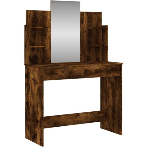 Coiffeuse avec miroir chêne fumé 96x39x142 (1/5)