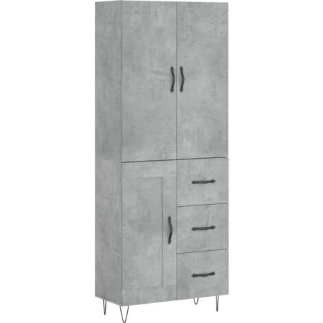 Buffet haut Gris béton 69,5x34x180 Bois d'ingénierie (1/5)