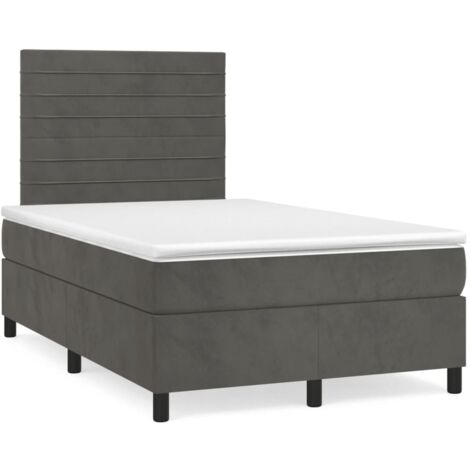 Sommier à lattes de lit avec matelas LED gris foncé 120x190 (1/5)