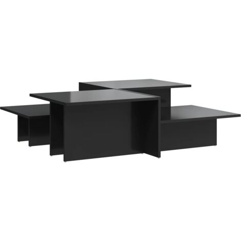 Tables basses 2 pcs noir brillant bois d'ingénierie (1/5)