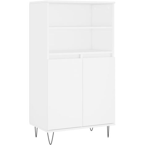 Buffet haut Blanc 60x36x110 Bois d'ingénierie (1/5)