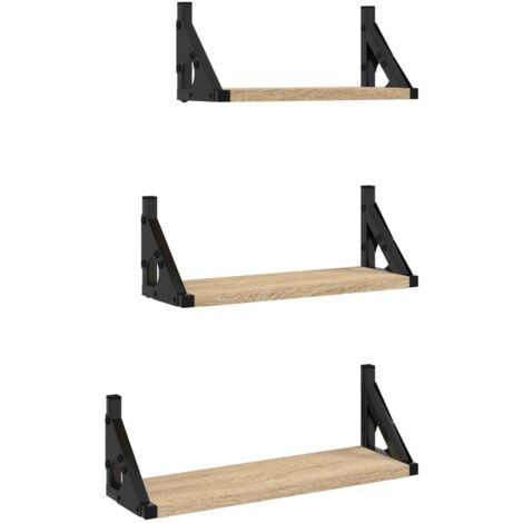 Ensemble d'étagères murales 3pcs chêne sonoma bois d'ingénierie (1/5)