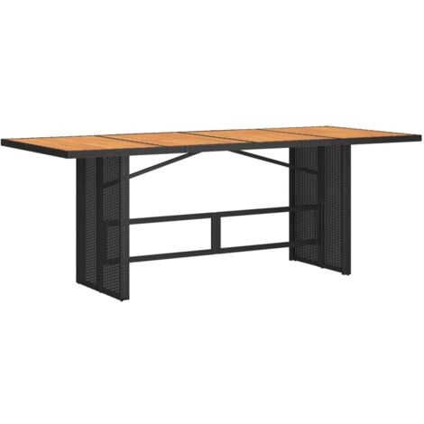 Table de jardin avec dessus en bois d'acacia noir 190x80x74 (1/5)