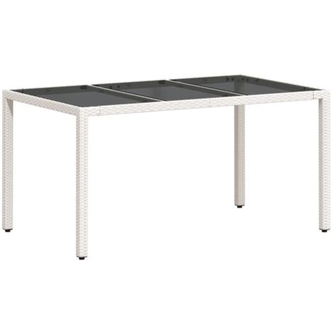 Table de jardin avec dessus en verre blanc résine tressée (1/5)